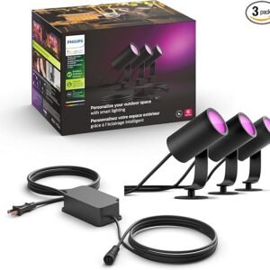 Philips Hue Lily Outdoor Smart Spotlight Base Kit, 3 Pack
