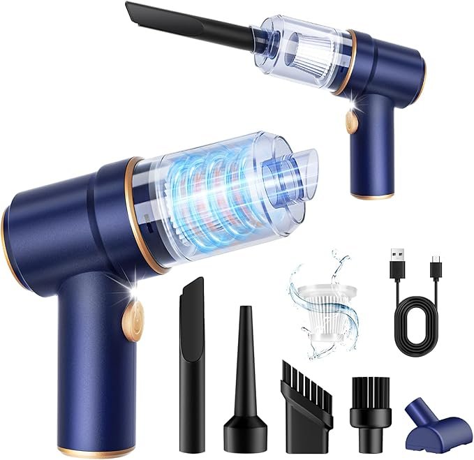 KMM Handheld Car Vacuum Cleaner & Air Duster, 9000Pa, 120W with LED Light and Nozzles