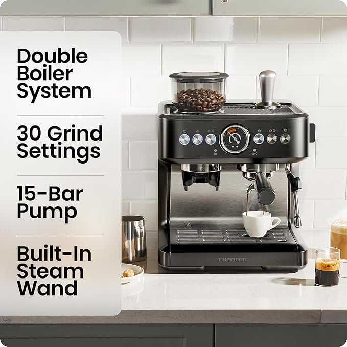 Chefman Crema Deluxe Espresso Machine with Double Boiler - Image 2