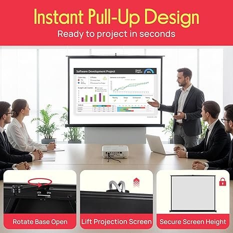 Pyle 50 Inches Rolling Projector Screen - Image 2