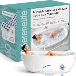 SereneLife Bubble Bath Mat, Bathtub Mat with Air Massage and Remote Control