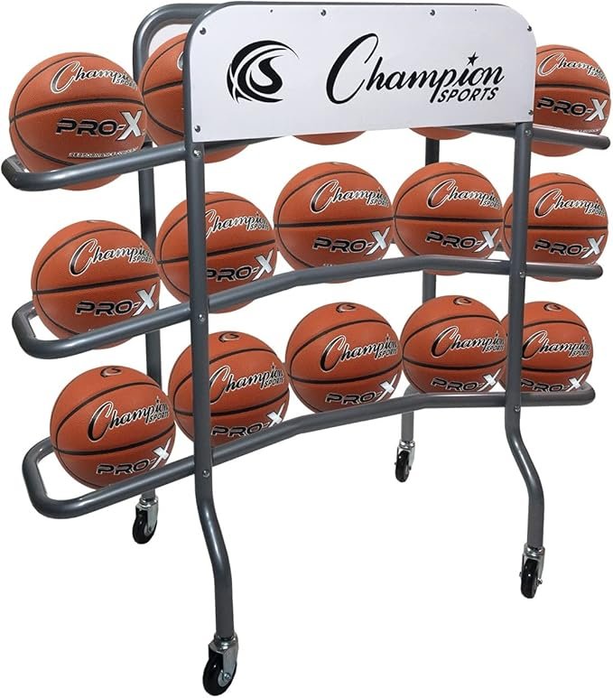 Champion Sports Deluxe Heavy Duty Basketball Storage Cart - Image 2