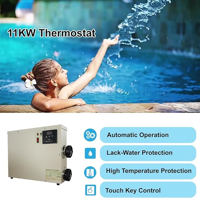 Pool Heater-11KW 220V Upgrade Thermostat Electric Swimming Pool Heater - Image 2