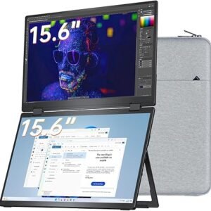 VisionOwl Portable Monitor Dual 15.6 Inch 1080P FHD 107% sRGB Foldable Second Screen