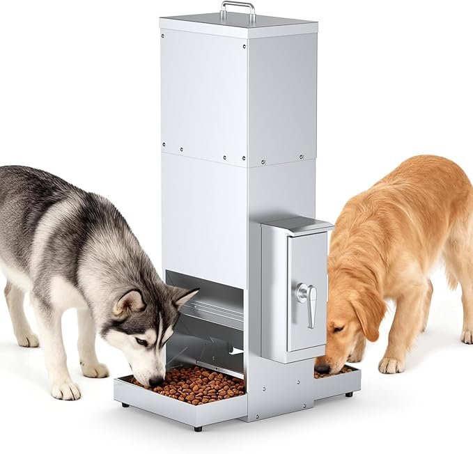 35L Automatic Dog Feeder for Two Large Dog or Cat Stainless Steel Pet Feeder with Timer - Image 2