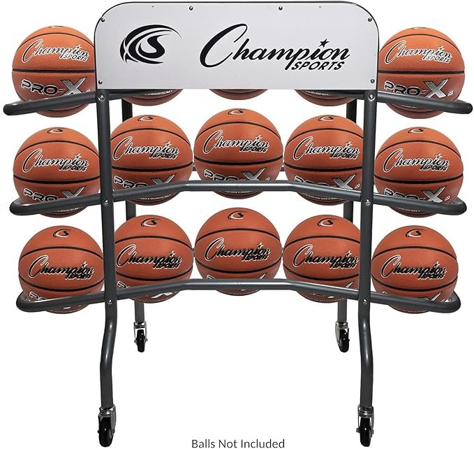 Champion Sports Deluxe Heavy Duty Basketball Storage Cart