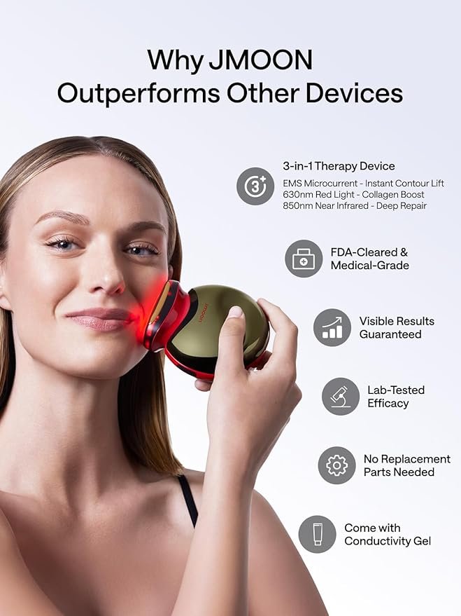 JMOON by Ulike Microcurrent Facial Device, Red Light Therapy for Face