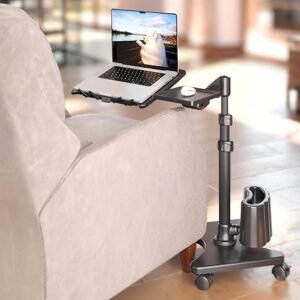 LEVO G2 Deluxe Rolling Laptop Stand with Mouse Tray, Charcoal & Black