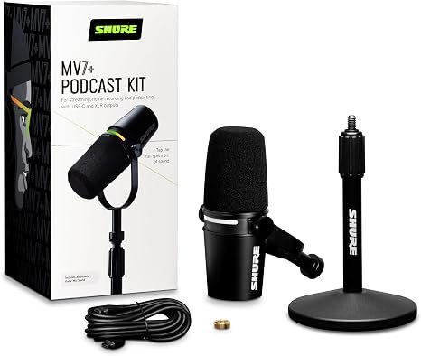 Shure MV7+ Podcast Dynamic Microphone with Stand