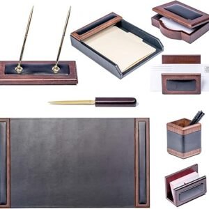 DACASSO Wood & Leather Desk Set