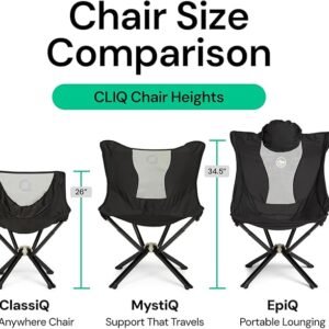 ClassiQ 2-Pack Camping Chairs with Free Carry Bag, Portable, Black