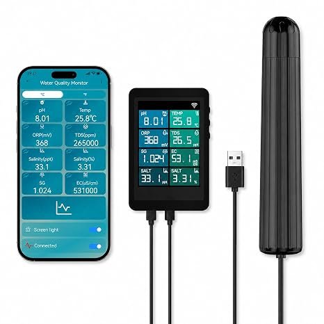 7-in-1 Water Quality Monitor, Dual Mode Local Display & WiFi Smart Monitoring