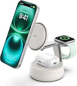 Belkin Qi2.2 25W Wireless Fast Charging Station, 3 in 1 iPhone Charger