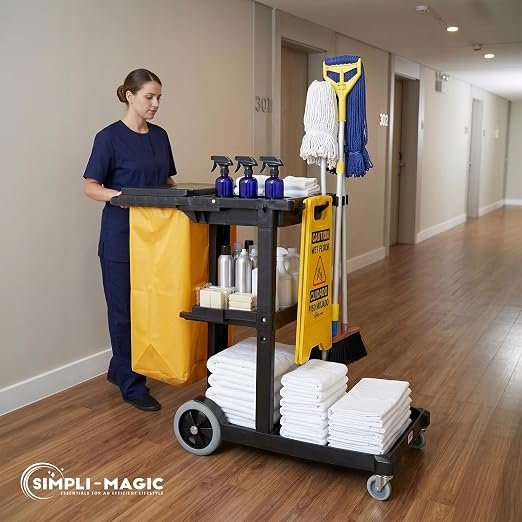 Simpli-Magic Janitorial Cart, 330 lbs Capacity