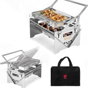 Charcoal Grill, Portable BBQ Grills, Stainless Steel Picnic Grill
