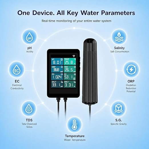 7-in-1 Water Quality Monitor, Dual Mode Local Display & WiFi Smart Monitoring - Image 2