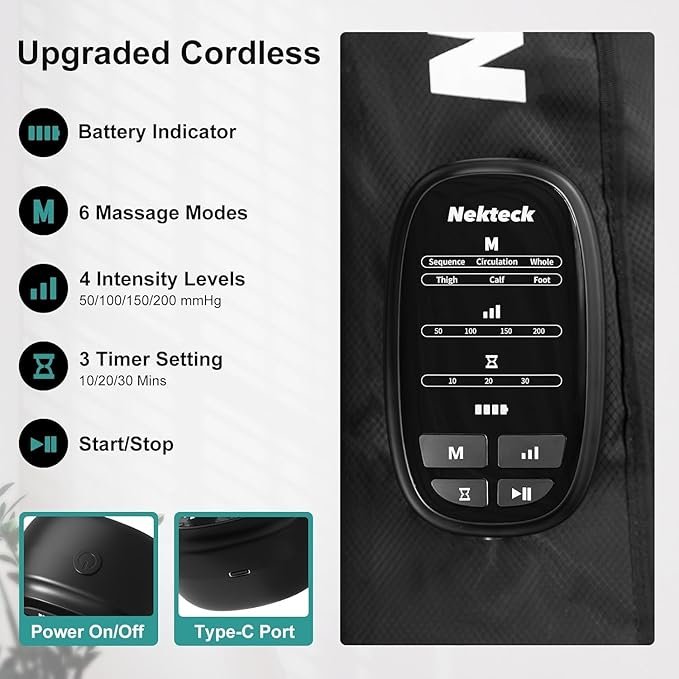 Nekteck Cordless Leg Compression Massager Recovery System - Image 2