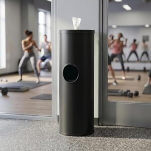 36" Gym Wipes Dispenser Stand with Built-in Trash Can