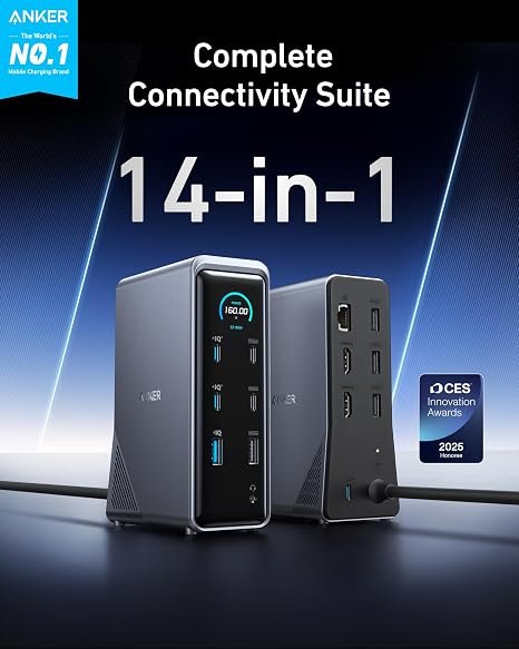 Anker Prime Docking Station, 14-in-1 Laptop Docking Station Dual Monitor - Image 2