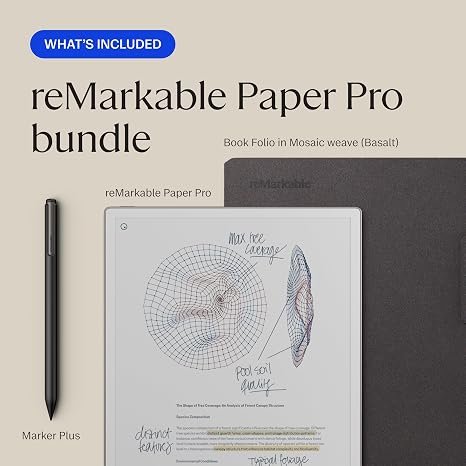 reMarkable Paper Pro with Marker Plus and Basalt Book Folio