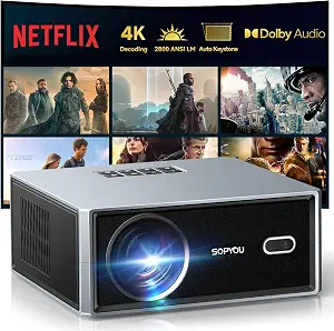 SOPYPOU Smart TV Projector, Netflix Included, Native 1080P FHD